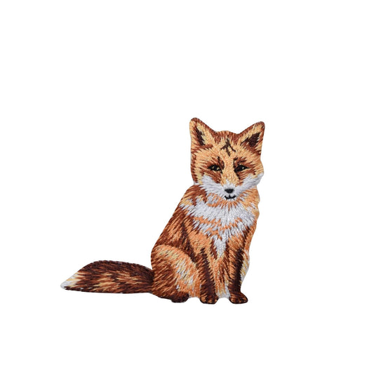 Red Fox - Sitting - Natural Animal- Embroidered Iron on Patch