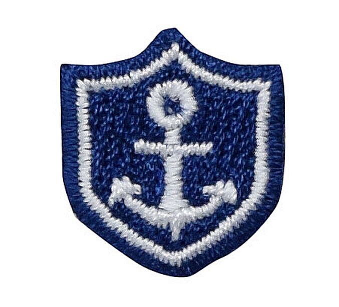 Small/Mini Blue and White Anchor Shield - Iron on Patch