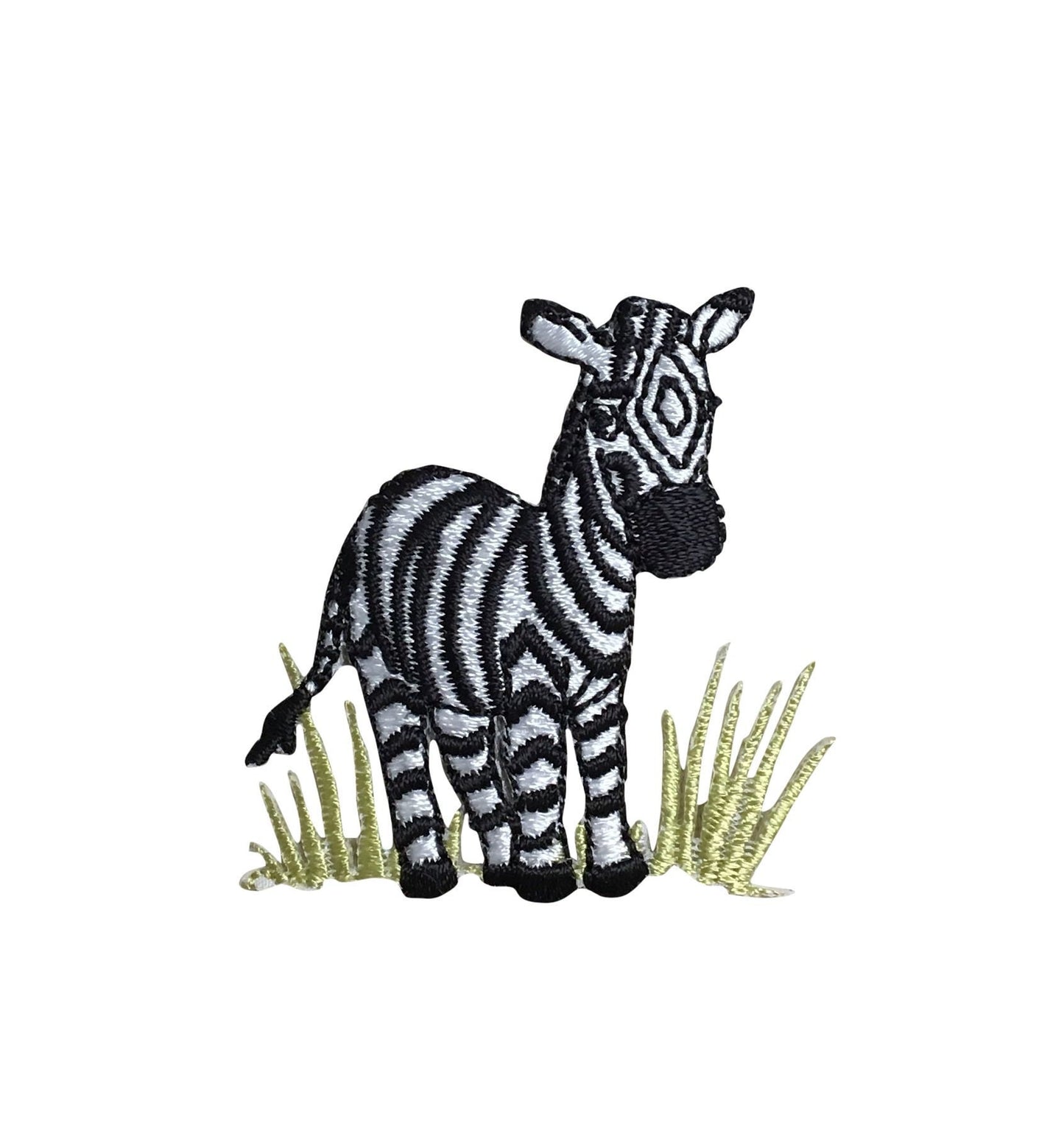 Zebra in the Grass, Embroidered Iron on Patch