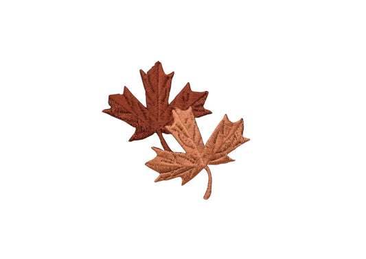 Brown Leaves Tree Leaf - Fall - Brown/Light Brown - Embroidered Patch - Iron on Applique