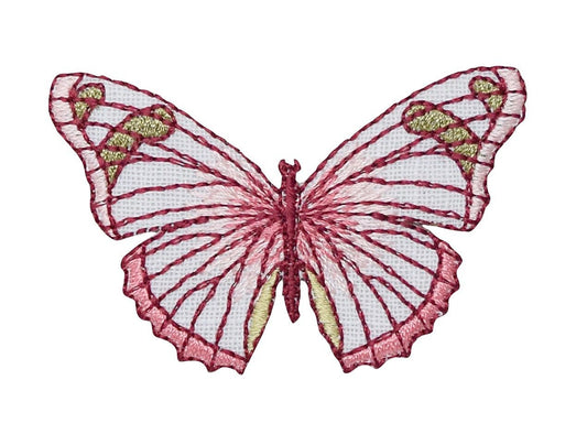 Pink and Burgundy Butterfly - Embroidered Iron on Patch