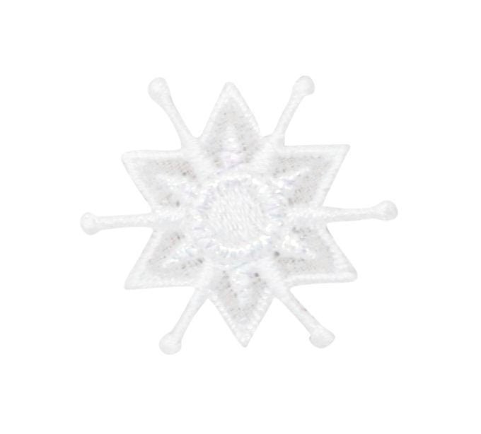 Small White Snowflake - Embroidered Iron on Patch