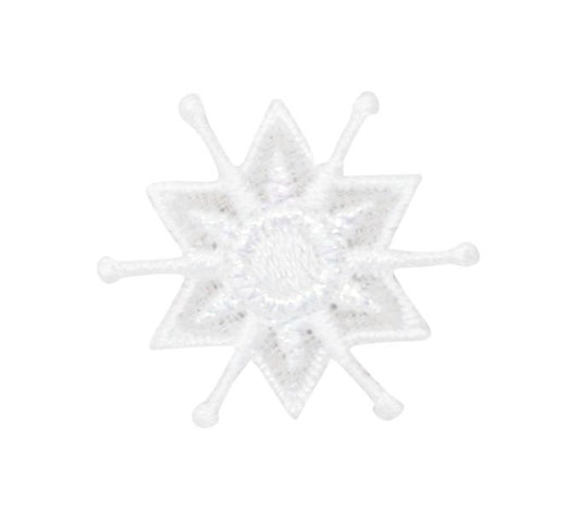 Small White Snowflake - Embroidered Iron on Patch