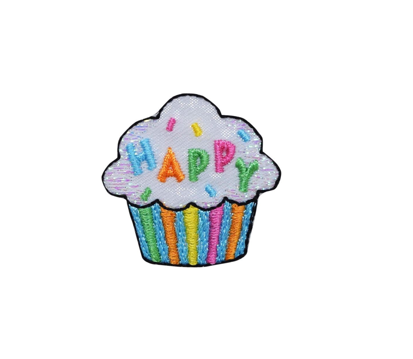 Happy Cupcake - Birthday Embroidered Iron on Patch