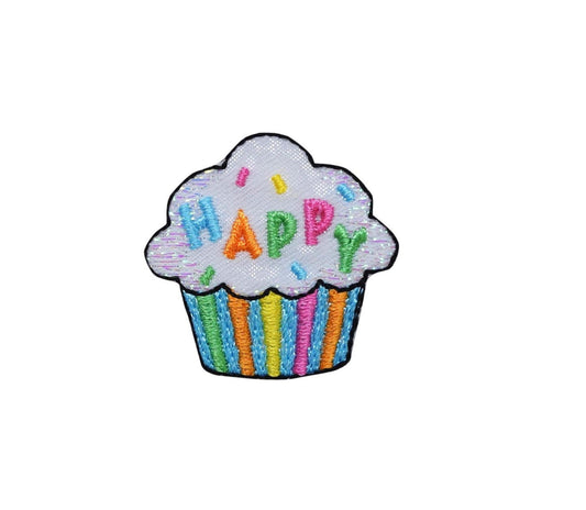 Happy Cupcake - Birthday Embroidered Iron on Patch