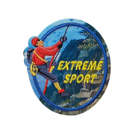 Extreme Sport Rappelling/Mountain Climbing - Iron on Embroidered Patch