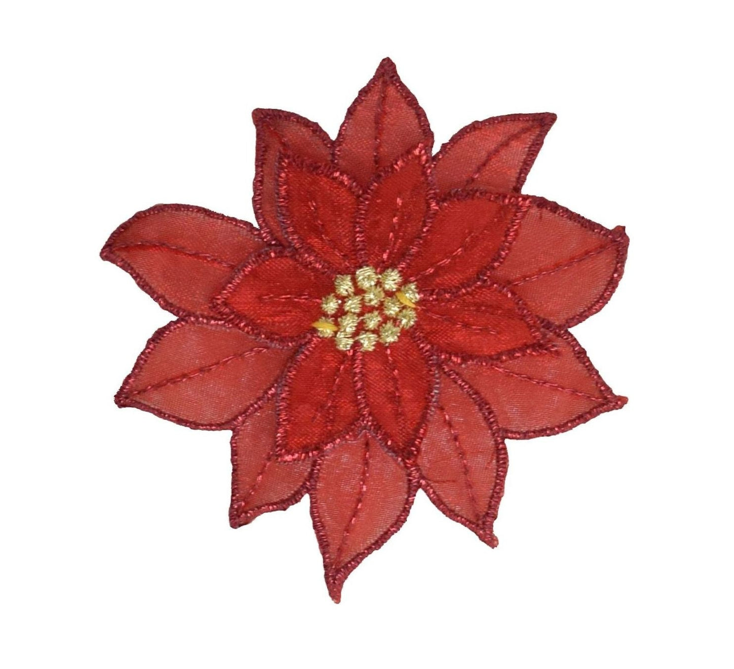 Christmas Poinsettia Flower, Red Poinsettia or White Poinsettia - Iron on Patch 1.75"