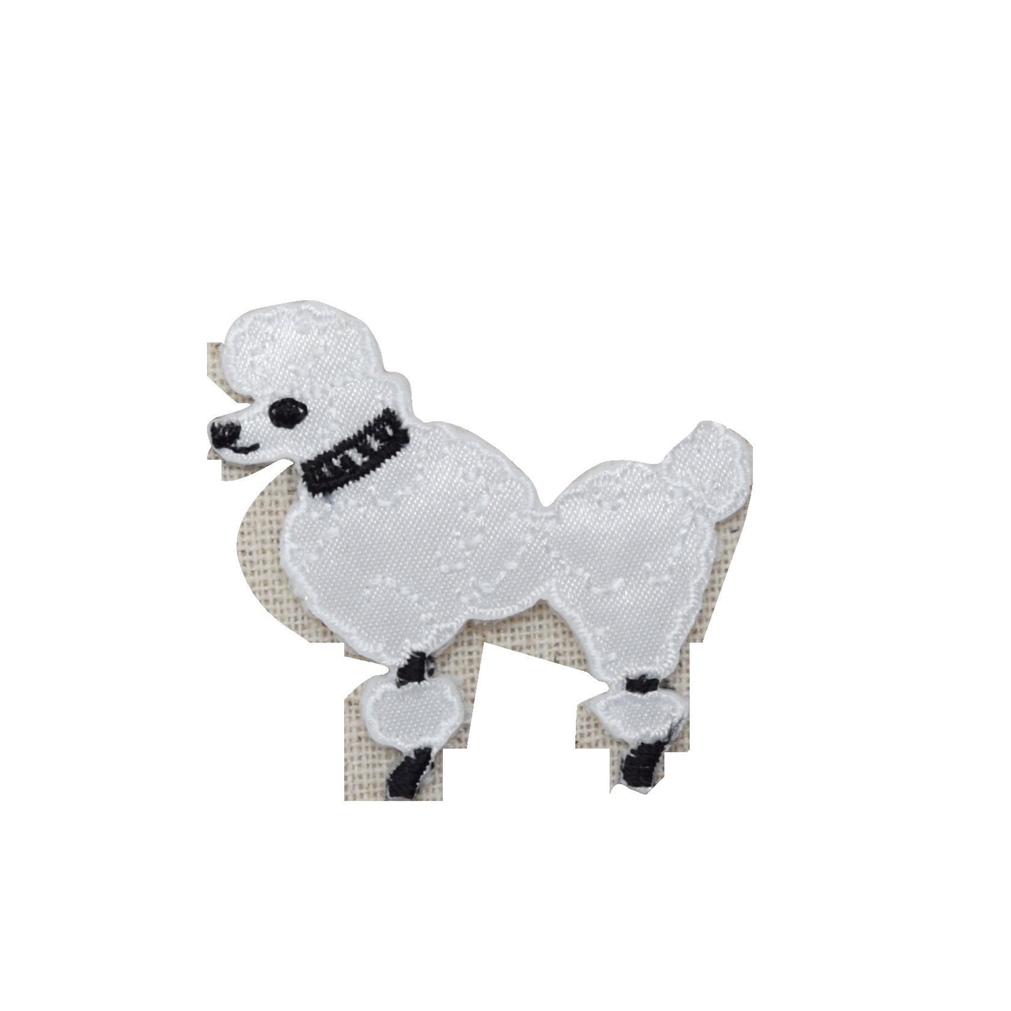 3 Sizes - 50's White Poodle Dog, Facing Left, Iron on Patch