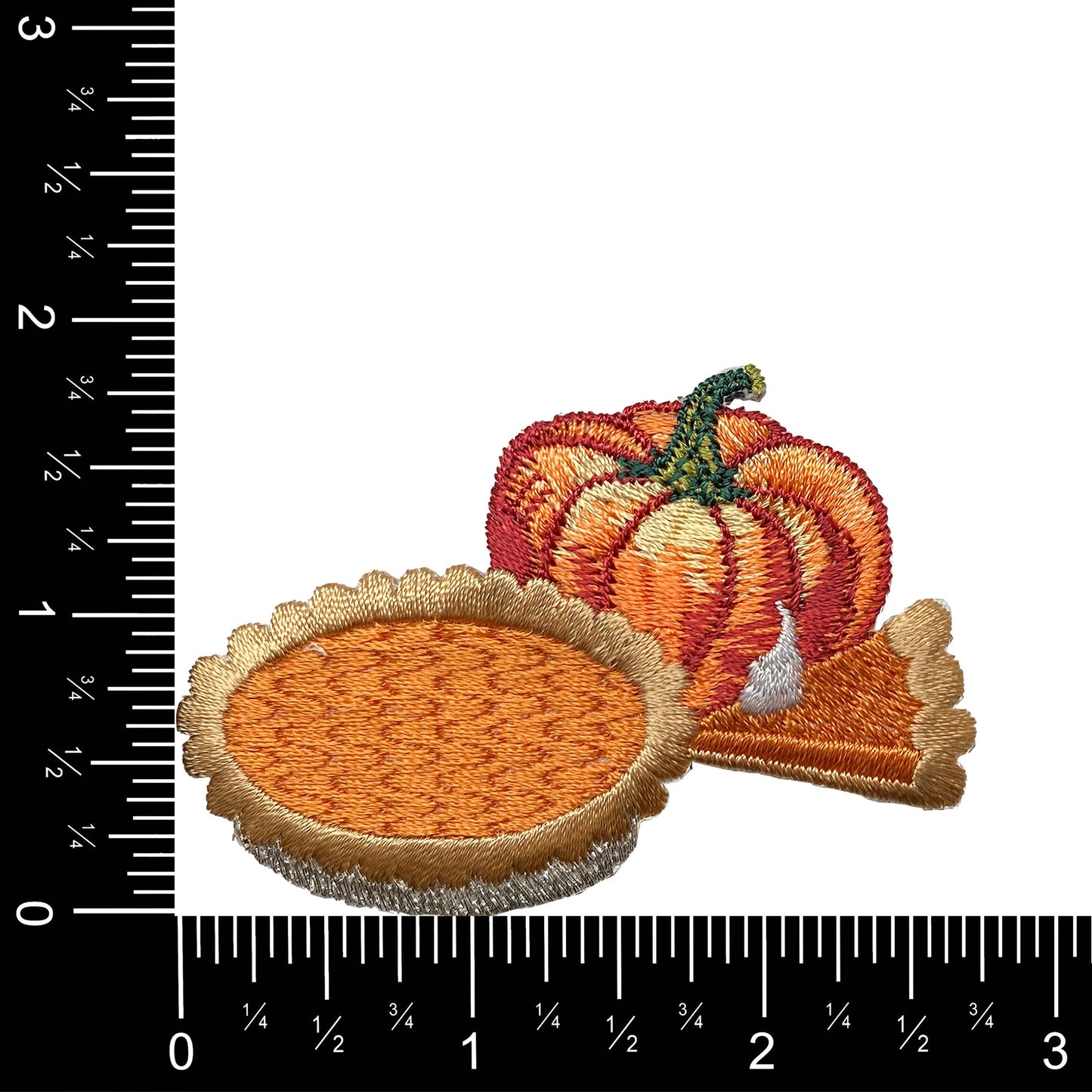 Pumpkin with Pie - Thanksgiving - Iron on Applique - Embroidered Patch - 693892A