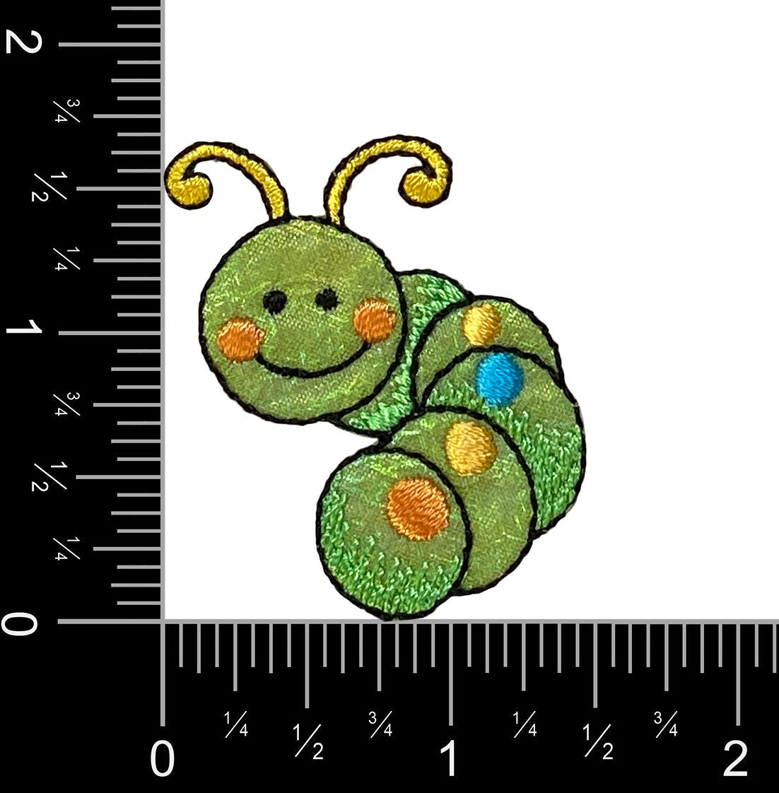 Happy Caterpillar -Small - Polka Dots - Shimmery - Embroidered Iron on Patch