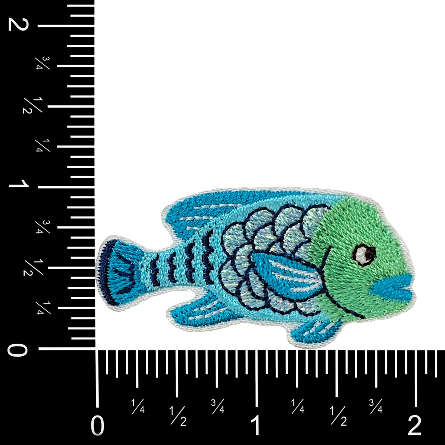 Blue and Green Tropical Fish Embroidered Iron on Patch