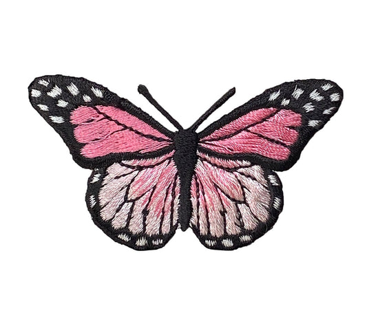 Pink Butterfly Embroidered Iron on Patch