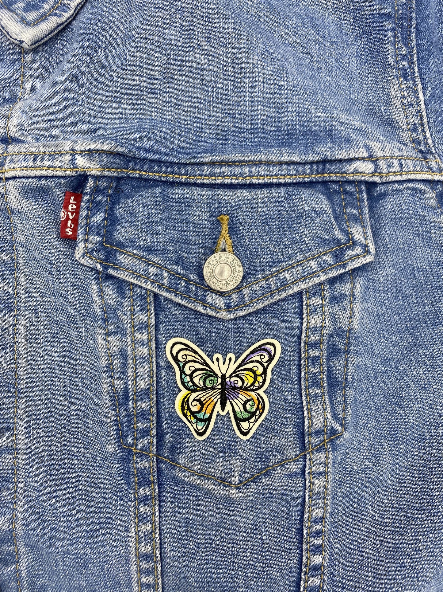 Tattoo-style Butterfly, Embroidered, Iron on Patch, DIY crafts