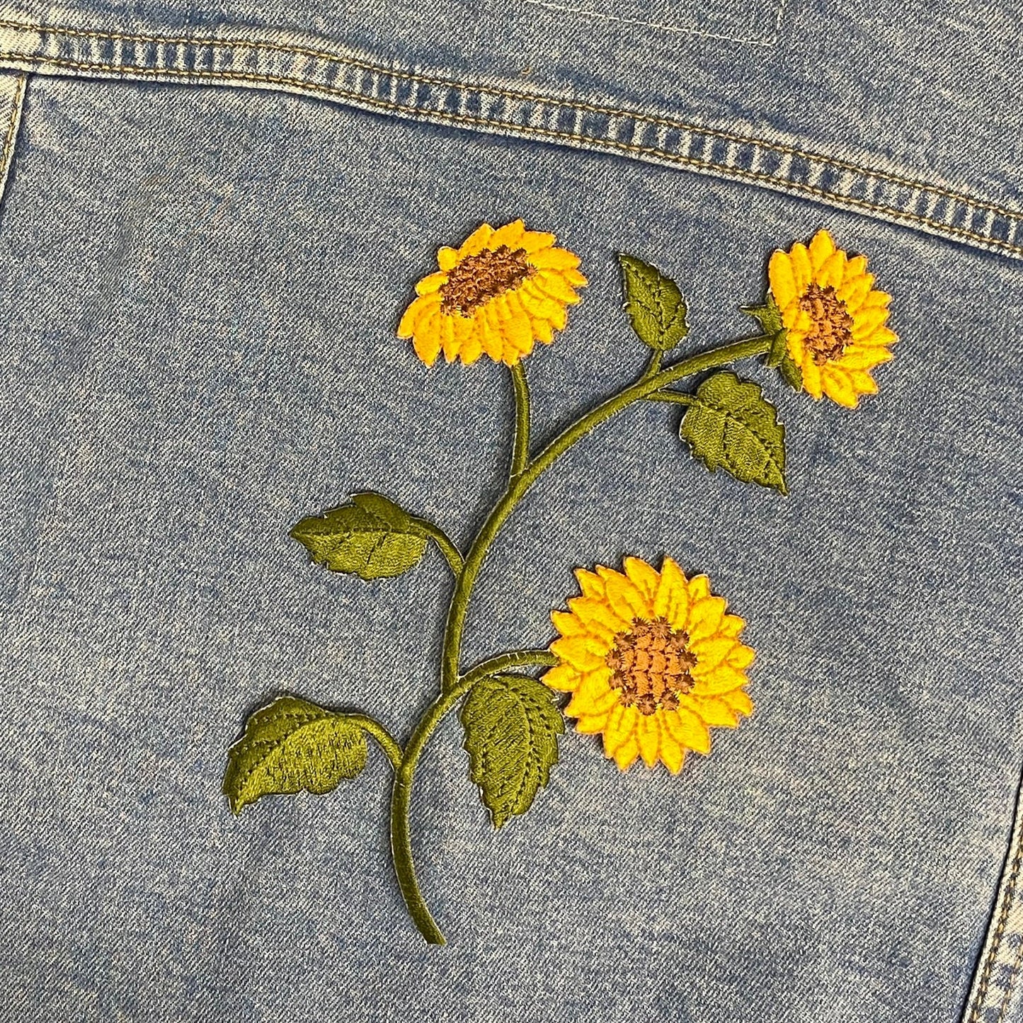 Sunflower Group - 7-1/2" Flowers - Iron on Applique - Embroidered Patch