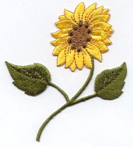 Sunflower - 3-7/8" Flowers - Iron on Applique - Embroidered Patch