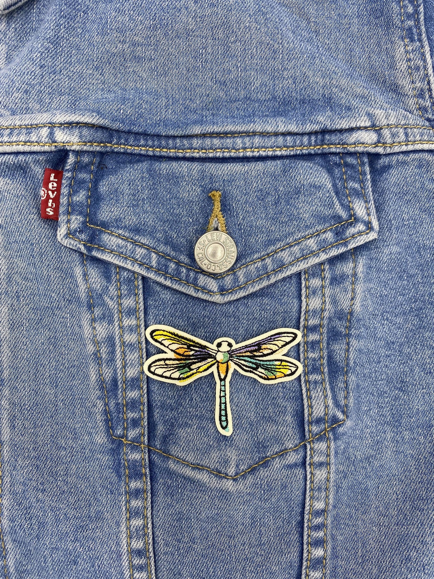 Tattoo-style Dragonfly, Embroidered, Iron on Patch, DIY crafts