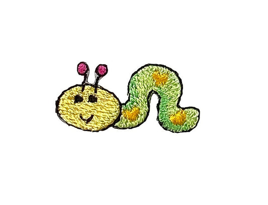 Green Inch Worm, Children's Design, Smiling Inchworm, Caterpillar, Iron on Patch, Embroidered, DIY crafts