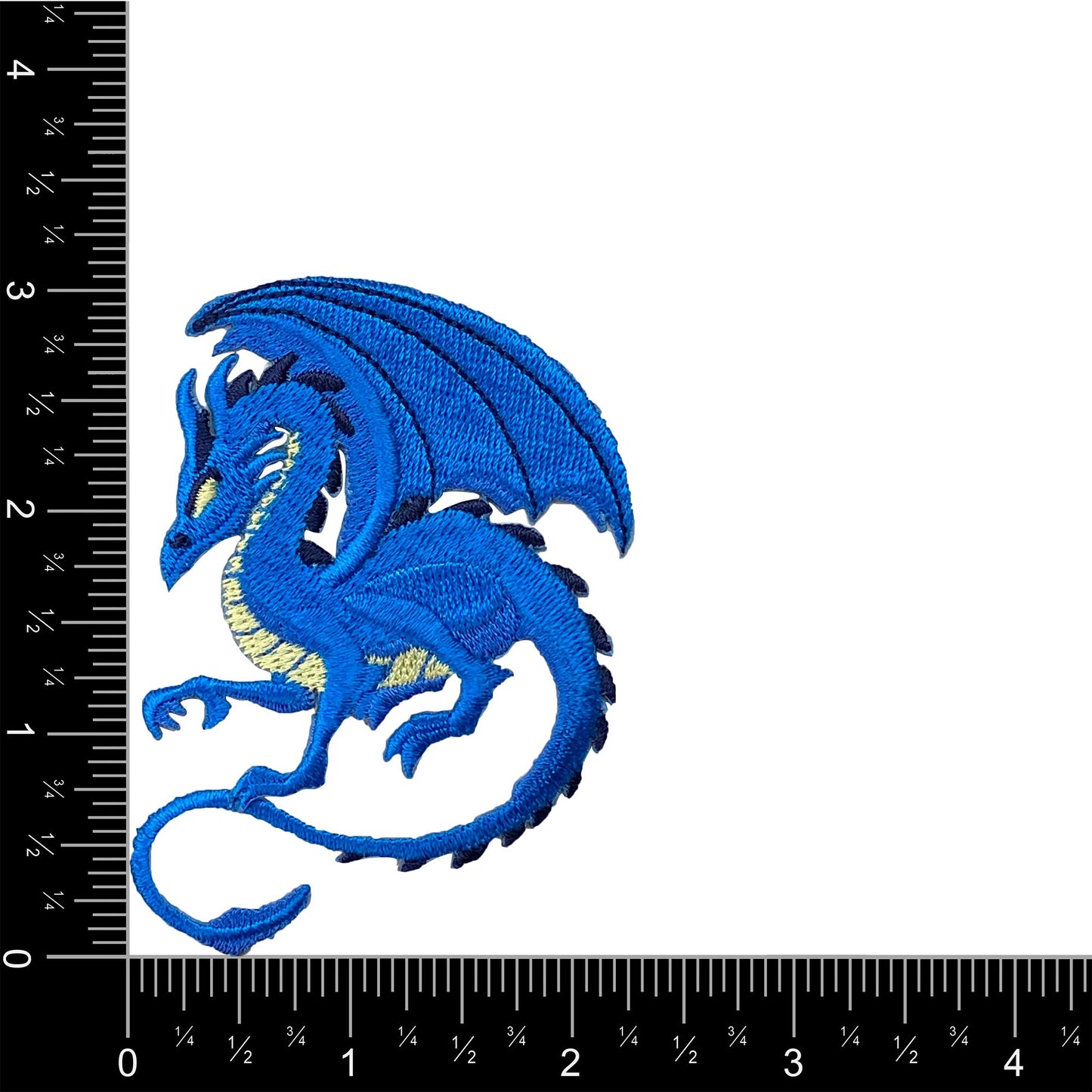 Fantasy Dragon - Blue - Facing Left or Right - Embroidered Patch - Iron on Patch