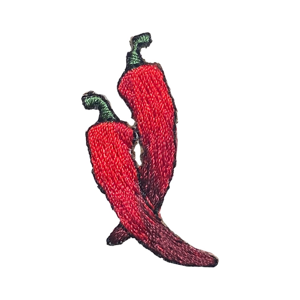 Two Red Chili Peppers - Embroidered Iron on Patch