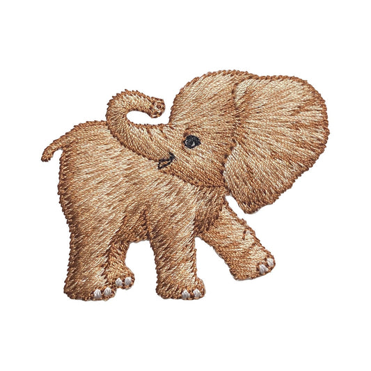 Brown Baby Elephant - Embroidered Iron on Patch