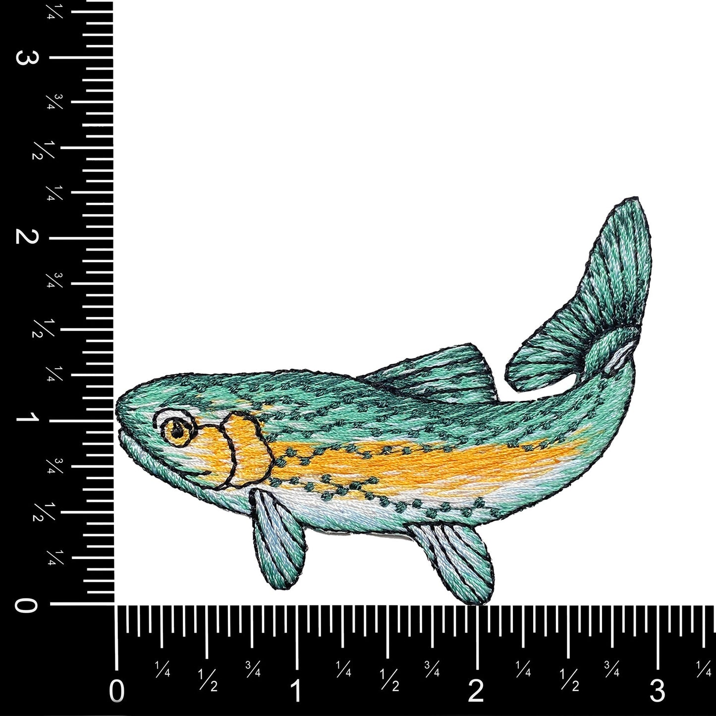 trout Fish - Green/Orange - Embroidered Iron on Patch