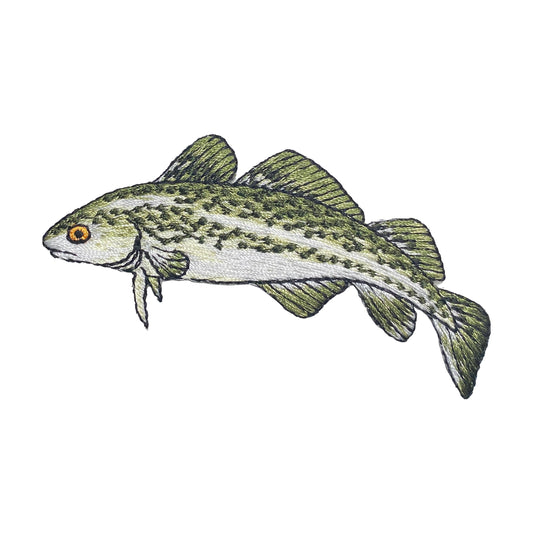 Cod Fish - Green - Embroidered Iron on Patch