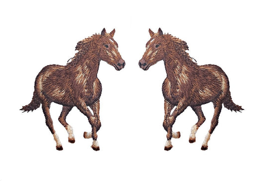 Brown Horse - Running Left or Right - Embroidered Iron on Patch