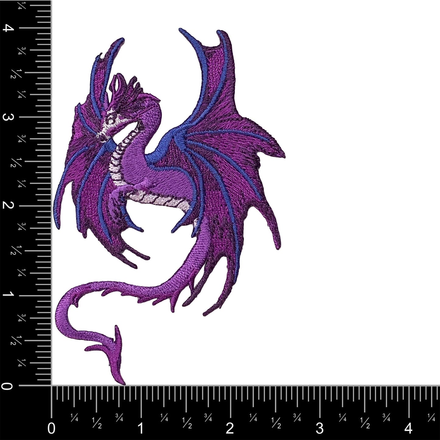 Fantasy Dragon - Purple - Facing Left or Right - Embroidered Patch - Iron on Patch