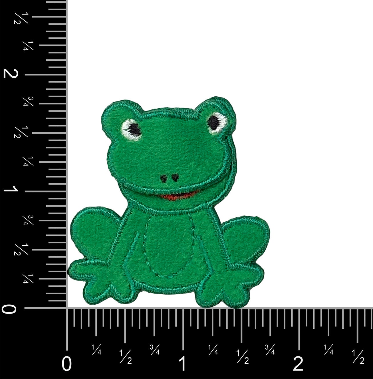 Childrens - Fuzzy Green Frog - Mouth Opens - Iron on Applique - Embroidered Patch - 695738A