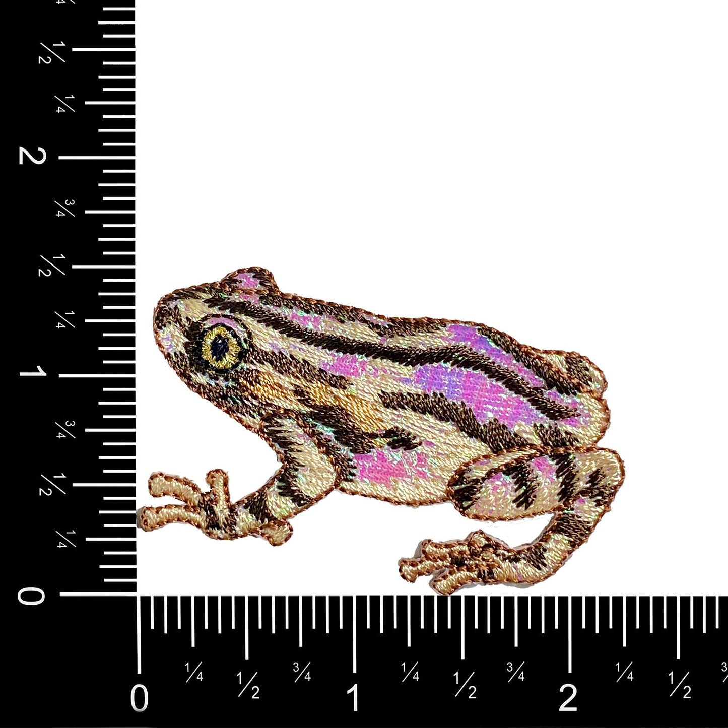 Tree Frog, Shimmery Iridescent, Brown, Iron-on Patch, Embroidered Badge