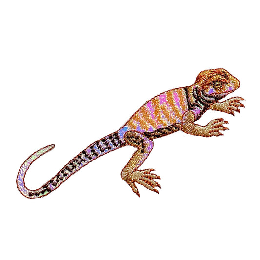 Brown Shimmery Lizard, Embroidered Iron-on Patch