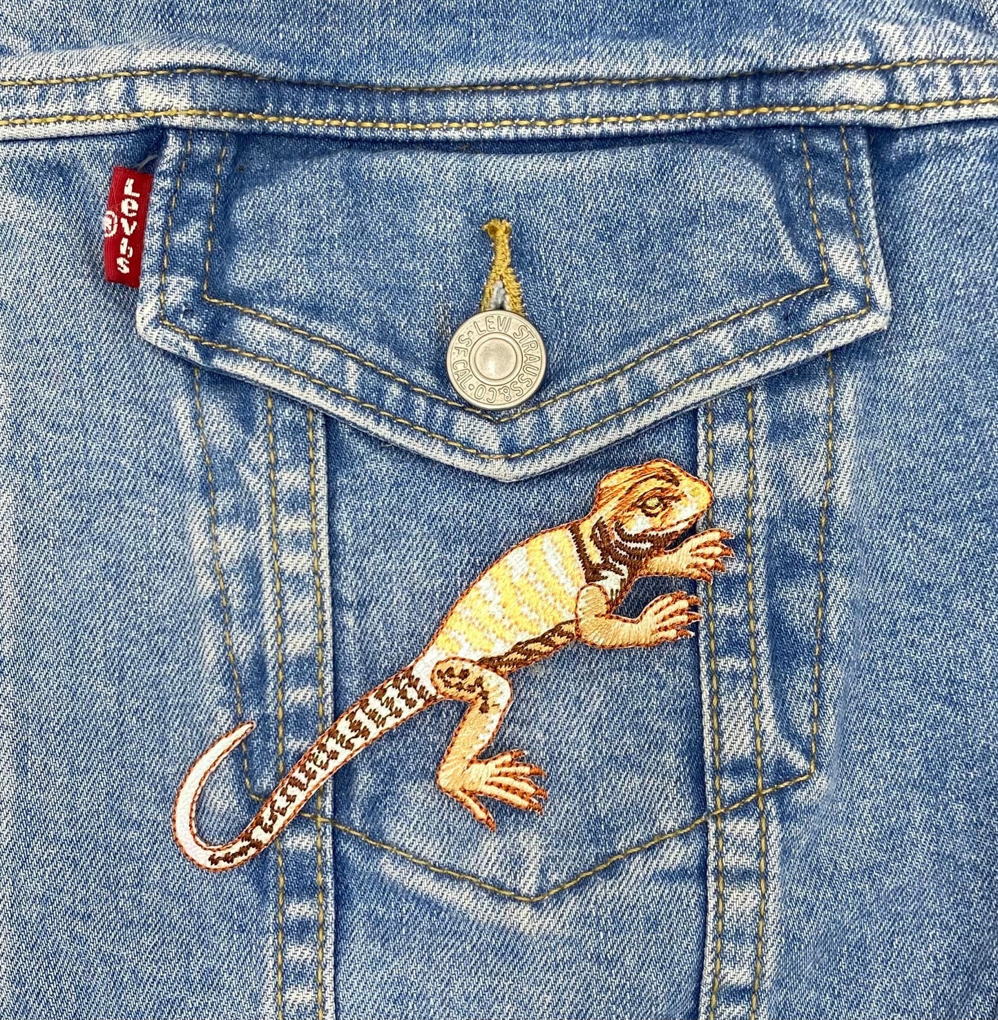 Brown Shimmery Lizard, Embroidered Iron-on Patch