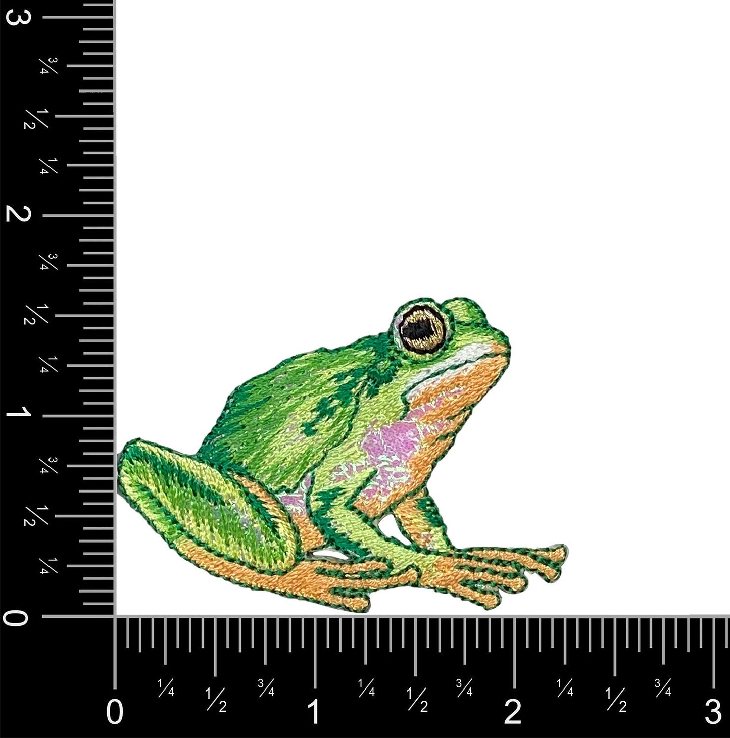 Frog - Realistic - Shimmery - Iron on Applique - Embroidered Patch - 156194A