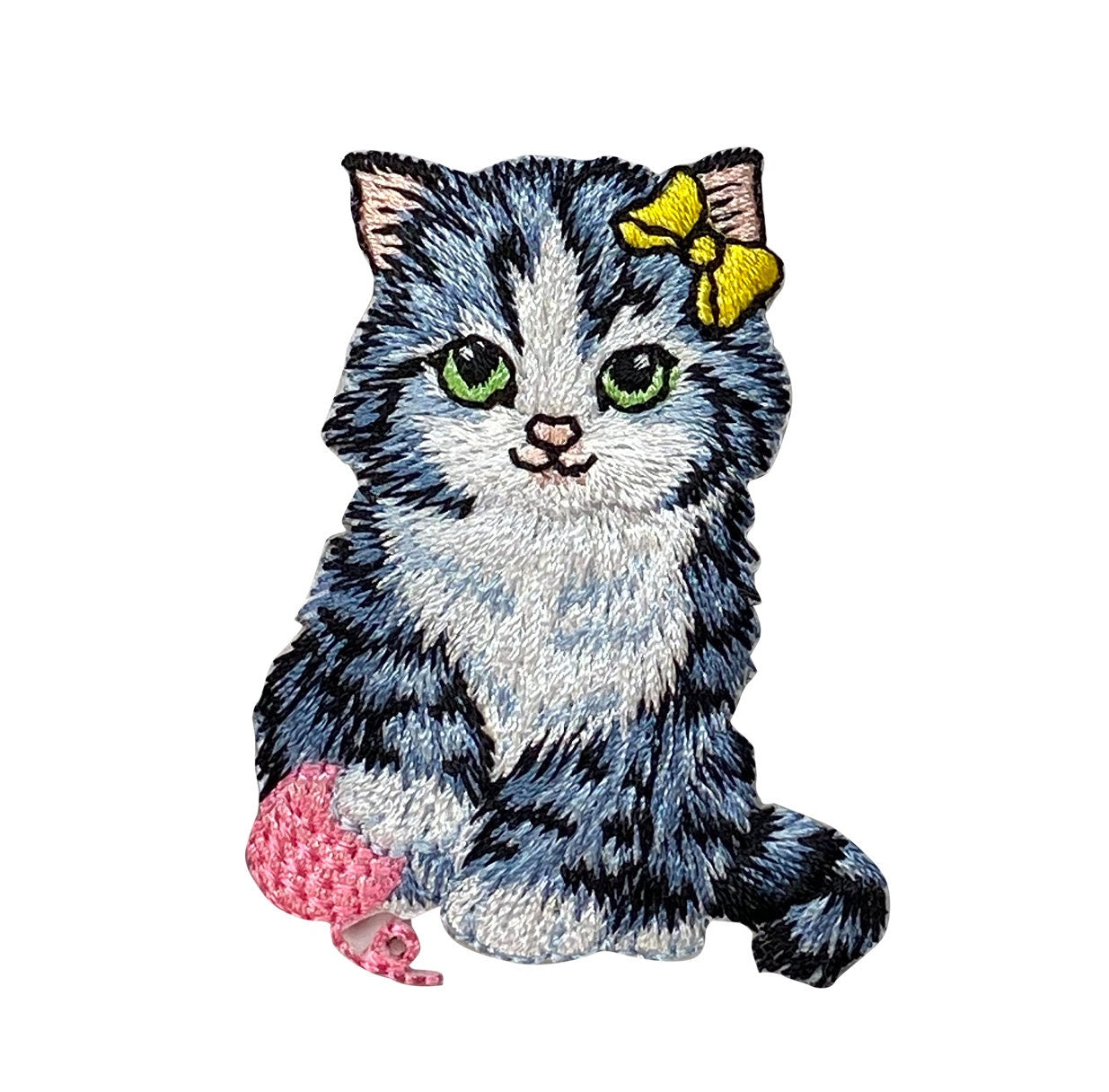 Cat with Pink Yarn Ball, Embroidered, Iron-on Patch