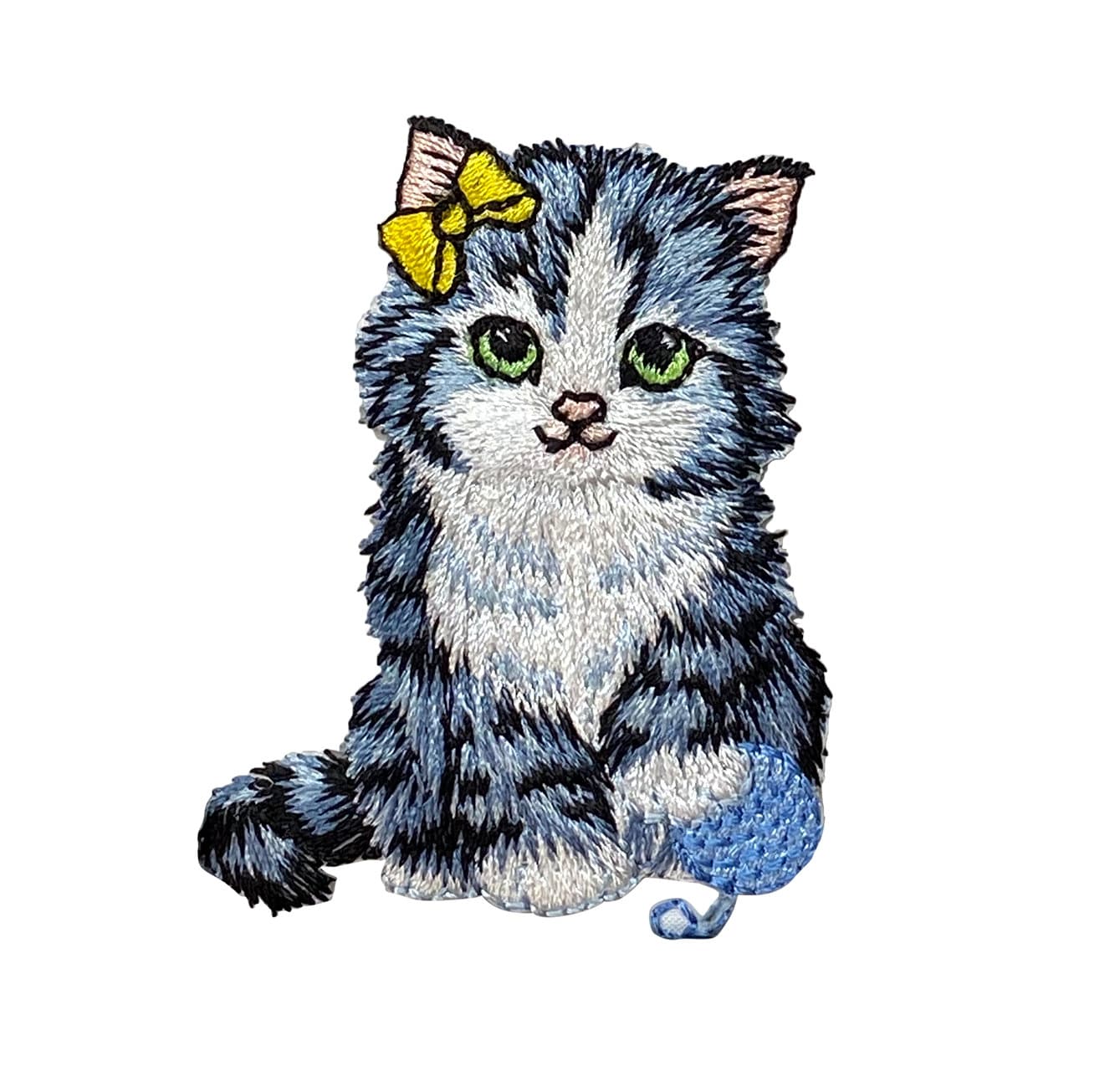 Cat with Blue Yarn Ball - Kitten - Pets - Iron on Applique - Embroidered Patch - 1142462-A