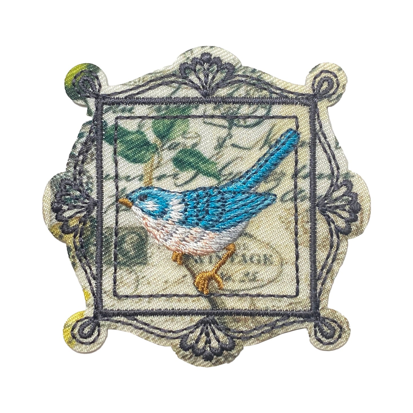 Bluebird Vintage Paris Postage Stamp Style Iron on Patch