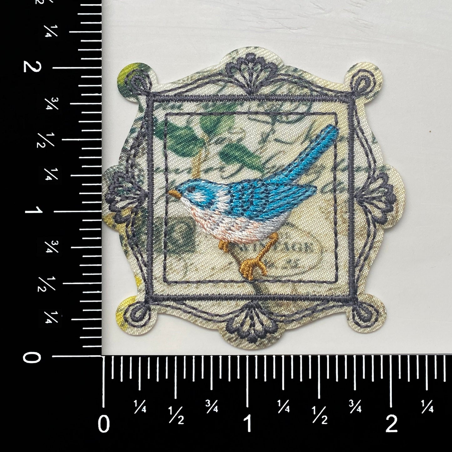 Bluebird Vintage Paris Postage Stamp Style Iron on Patch