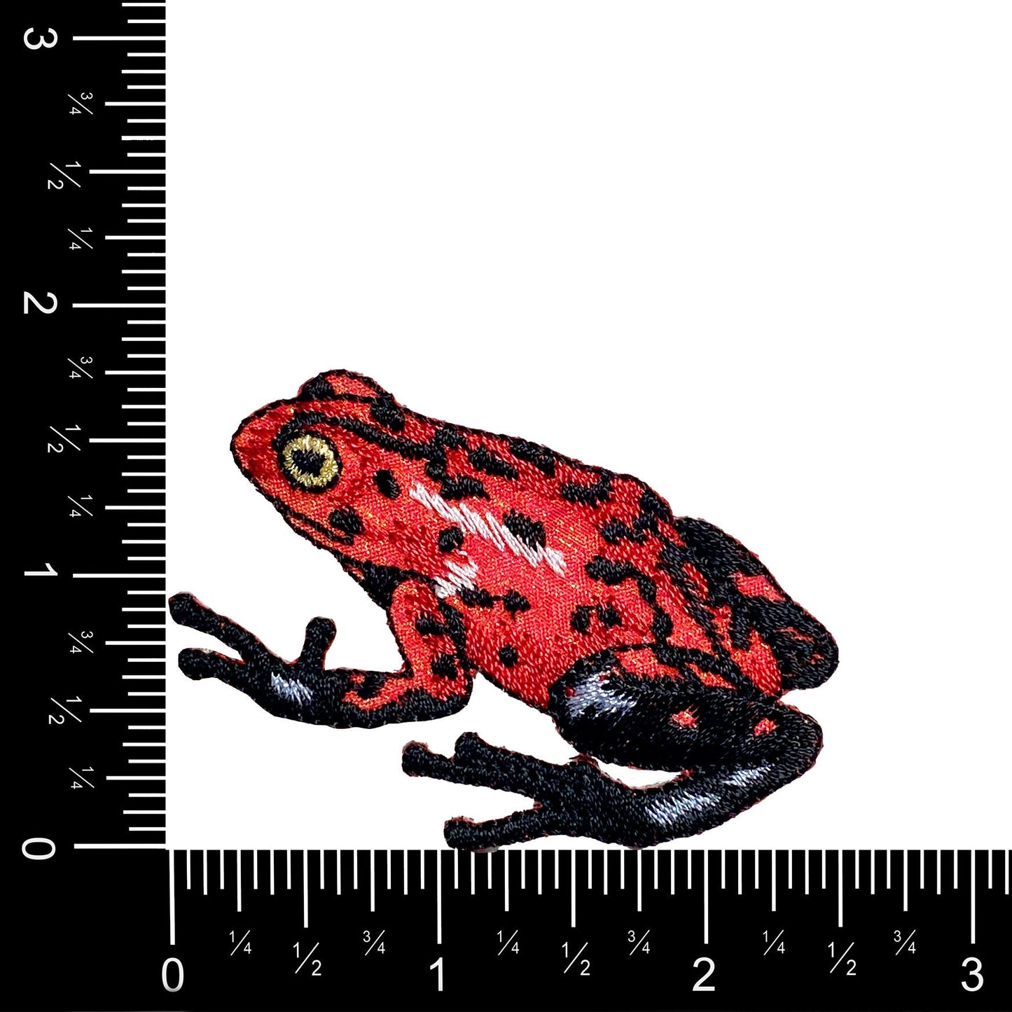 Tree Frog, Shimmery Iridescent, Red, Iron-on Patch, Embroidered Badge