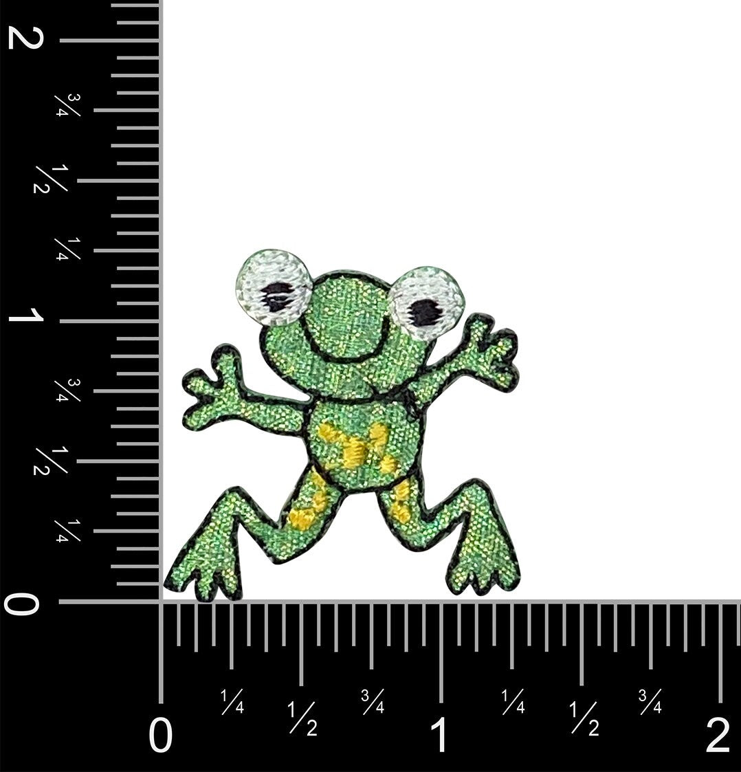 Shimmery Green Frog, Iron-on Patch, Embroidered