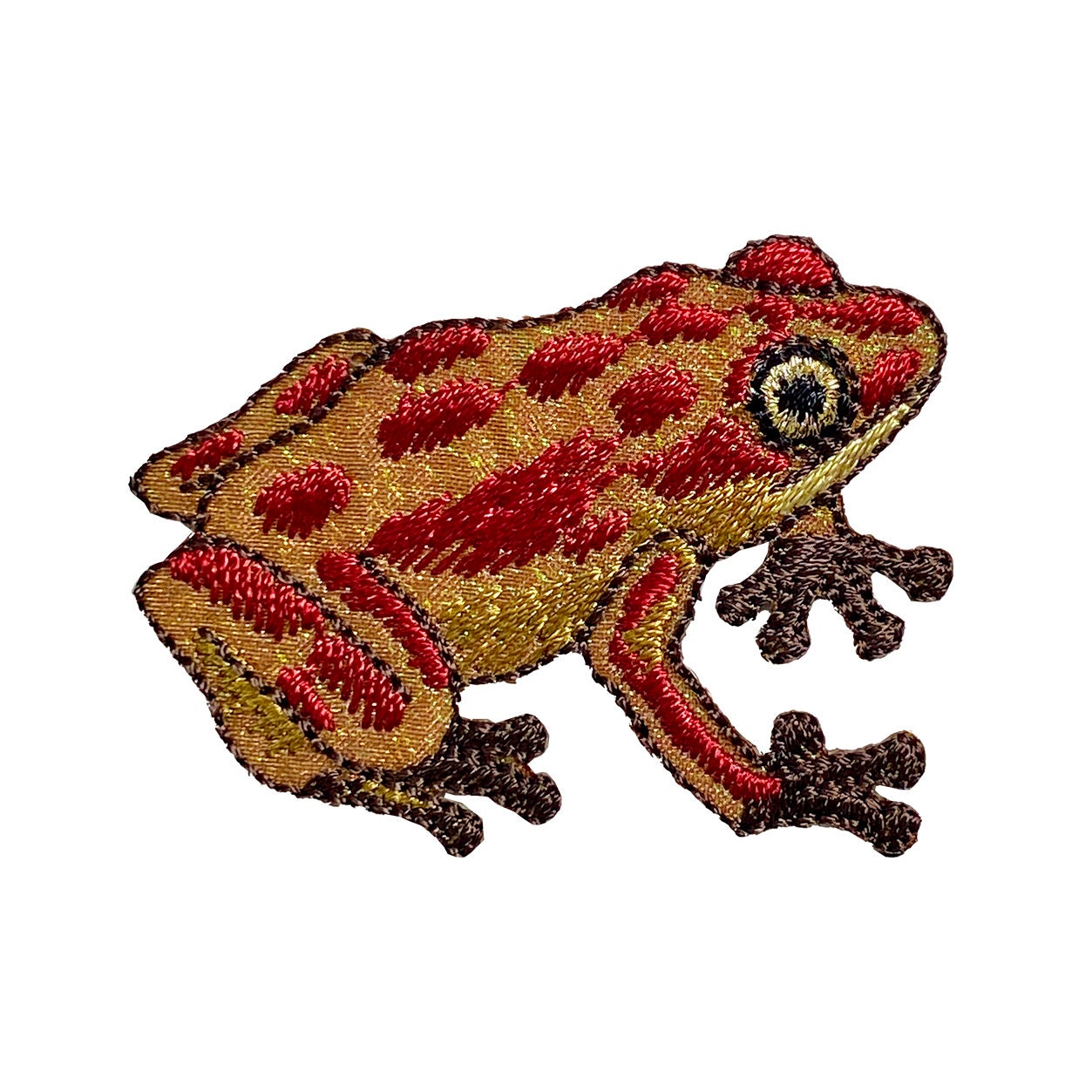 Red Tree Frog, Shimmery Iridescent, Iron-on Patch, Embroidered Badge