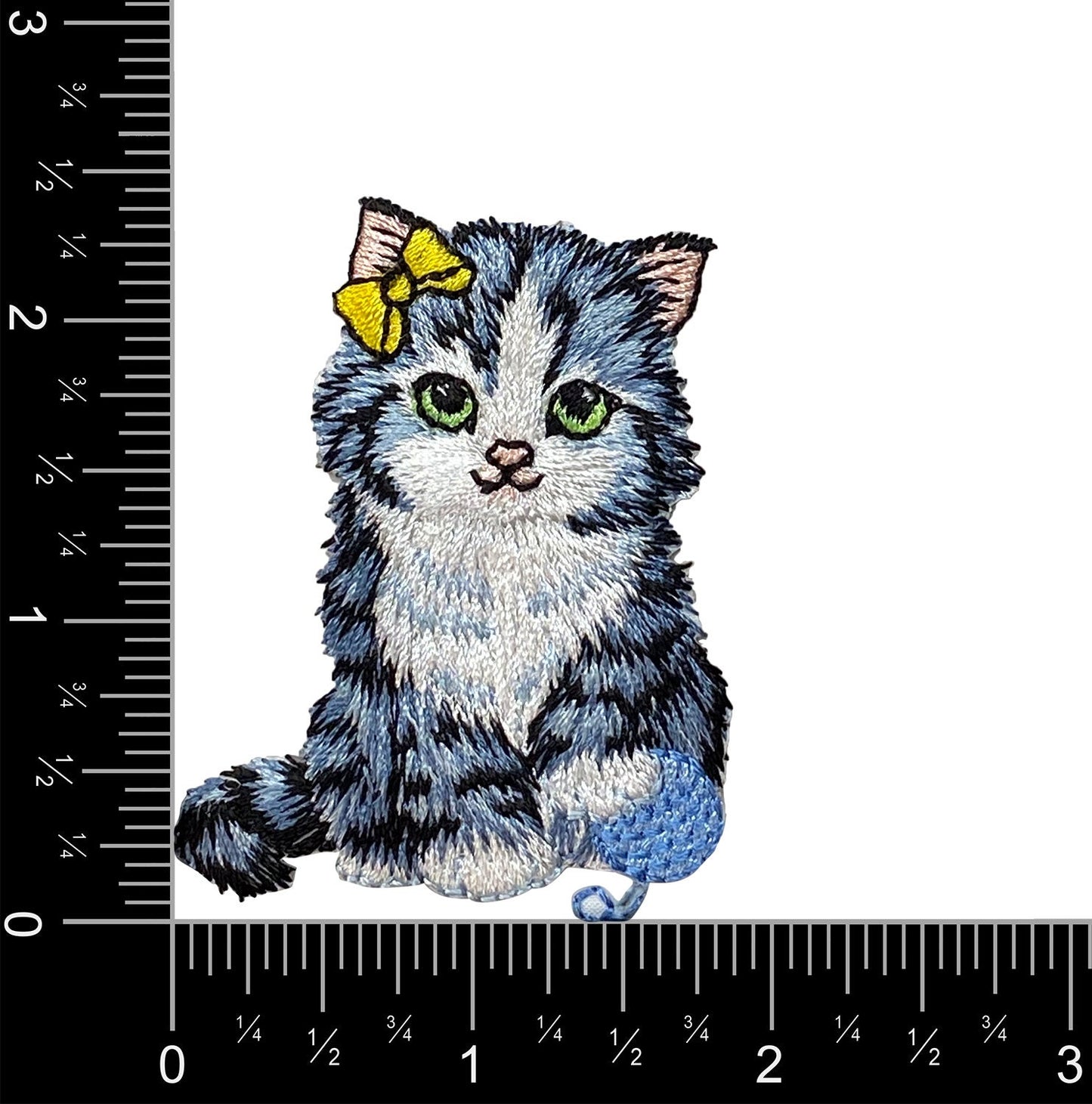 Cat with Blue Yarn Ball - Kitten - Pets - Iron on Applique - Embroidered Patch - 1142462-A