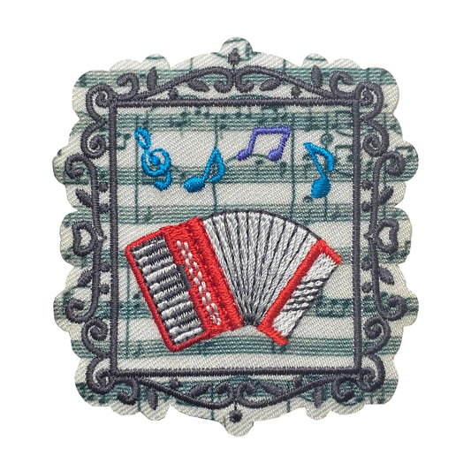 Accordion Vintage Paris Postage Stamp Style Iron on Patch