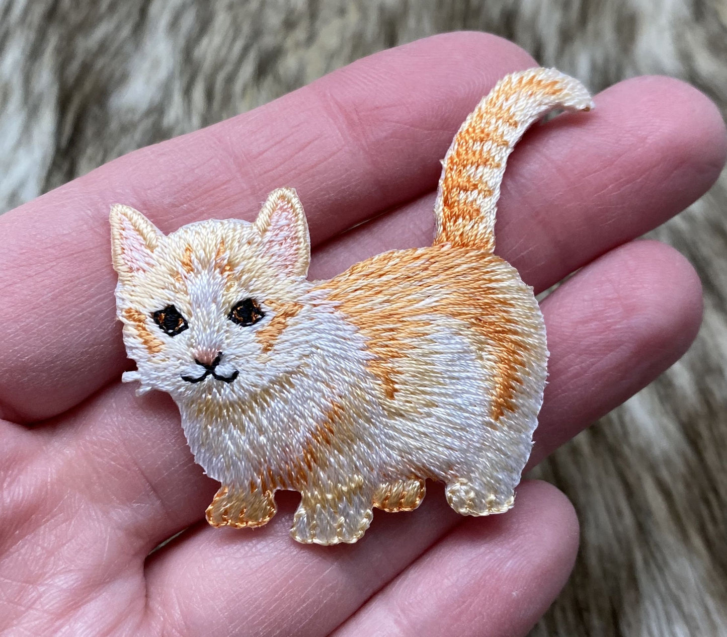 Cream Tabby Kitty Cat, Kitten, Pets, Embroidered, Iron on Patch