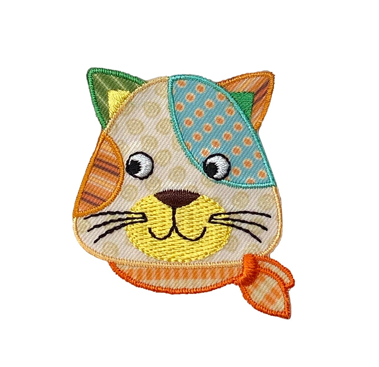 Patchwork Cat, Kitten, Pets, Face, Head, Animals, Embroidered, Iron on Patch