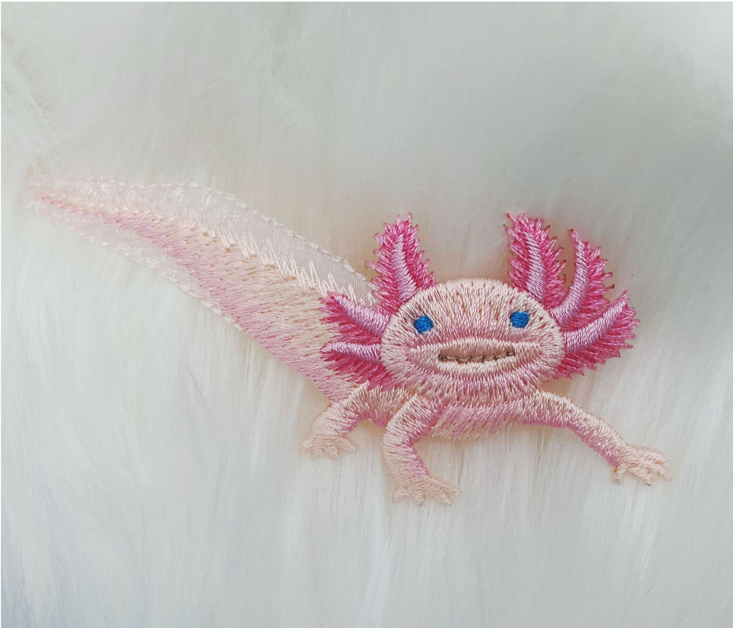 Axolotl Salamander, Pink, Leucistic, Pets, Animals, Embroidered, Iron on Patch