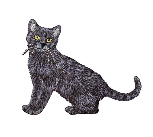 Black Cat, Realistic, Full Body, Pets, Kitten, Embroidered, Iron on Patch