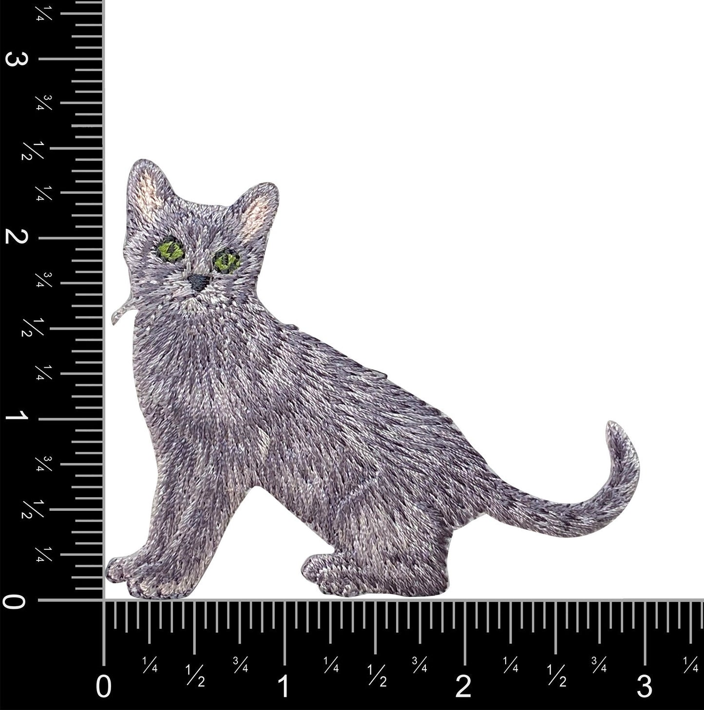 Gray Cat, Realistic, Full Body, Pets, Kitten, Embroidered, Iron on Patch