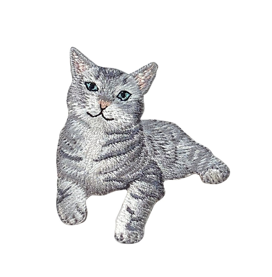 Gray Tabby Cat, Kitten, Pets, Animals, Embroidered, Iron on Patch