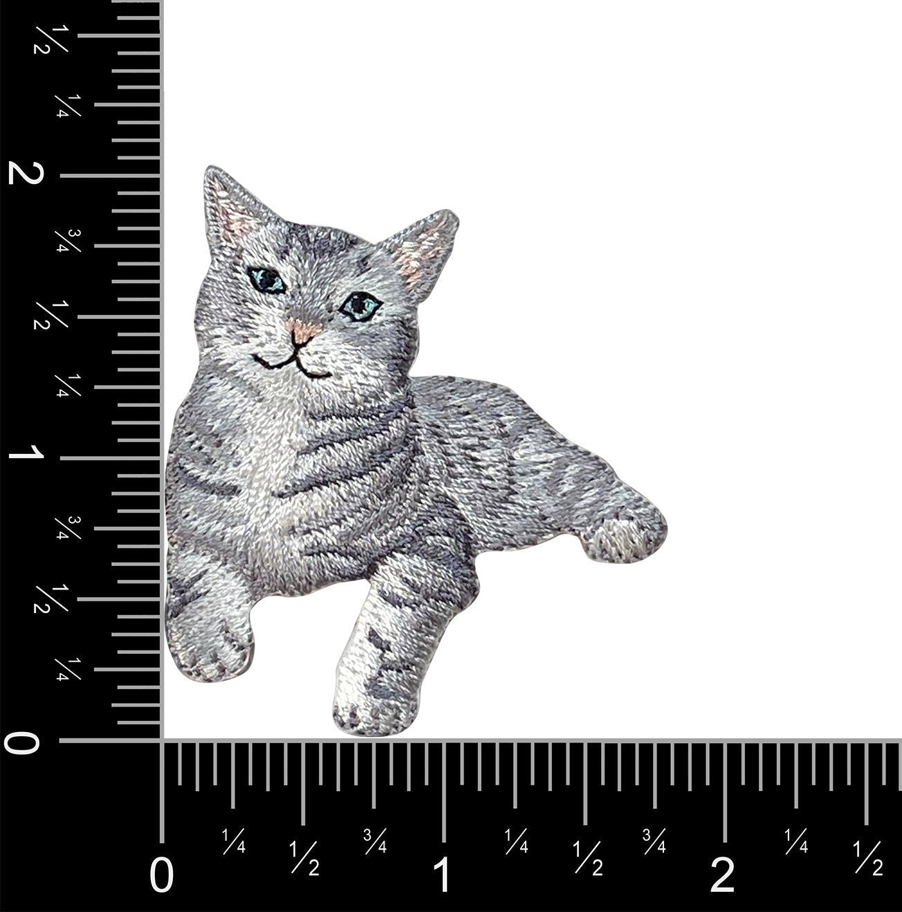 Gray Tabby Cat, Kitten, Pets, Animals, Embroidered, Iron on Patch