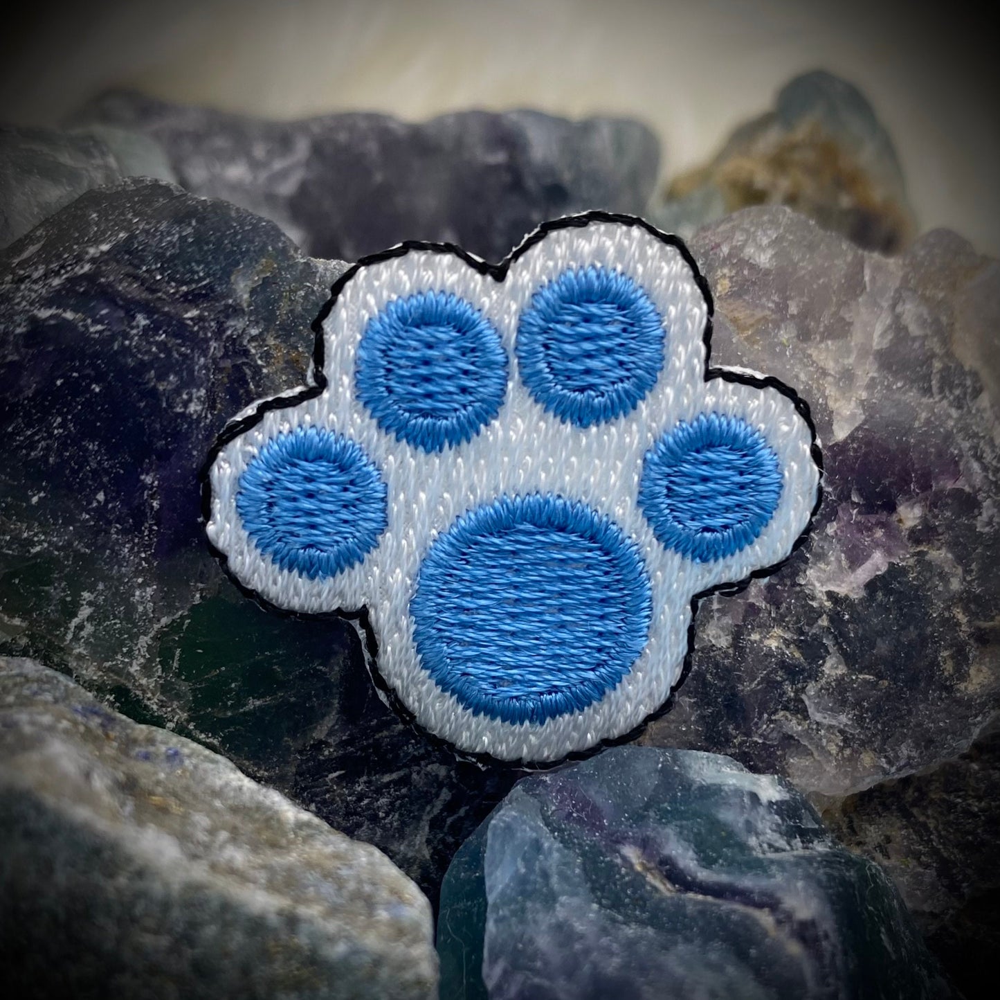 Blue and White Paw Print, Pets, Animals, Dog, Embroidered, Iron on Patch